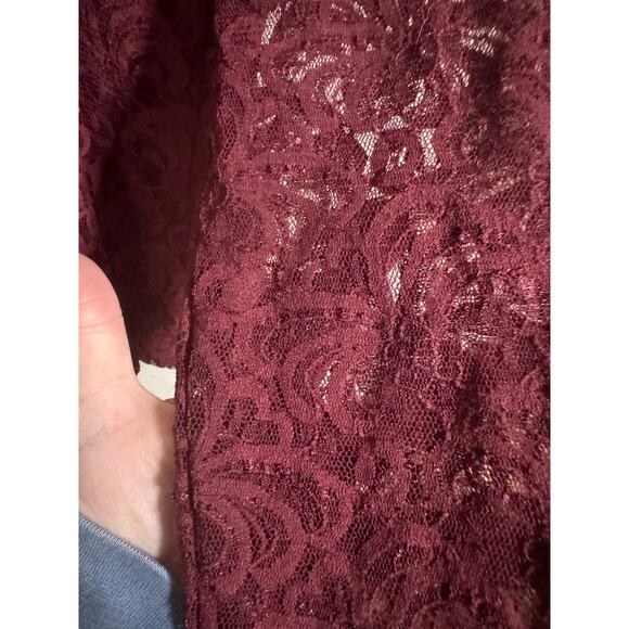 Nicki Nicole Miller Maroon Lace Long Sleeve Top Tank Set Large - Picture 3 of 8
